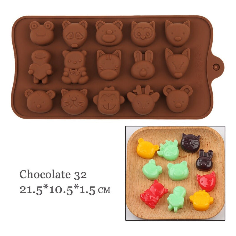 Moldes De Chocolate Molde De Silicona Animalitos Marrron Marrón