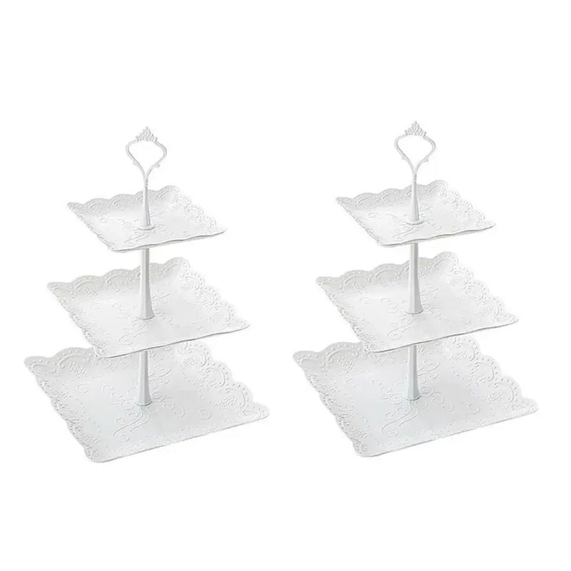Pack X2 Porta Torta Porta Cupcakes Torre Porta Cupcake Porta Cupcakes Porta Torta Soporte Cupcake Porta Torta Plastico... Blanco