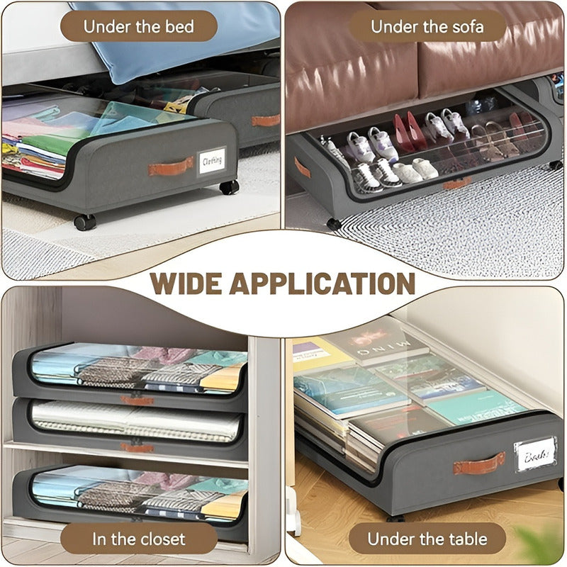 2 Cajas Almacenamiento Caja Organizadora Grande Cajones 80cm Gris Oscuro Liso