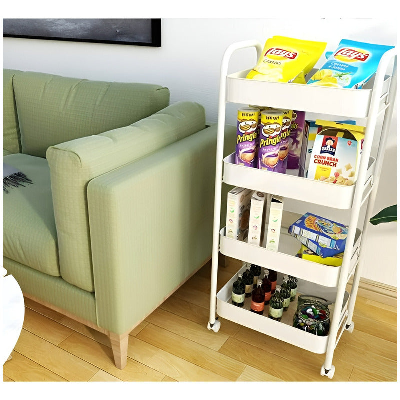 Carrito Organizador Metalico Organizador Para Cocina 4 Nivel Blanco