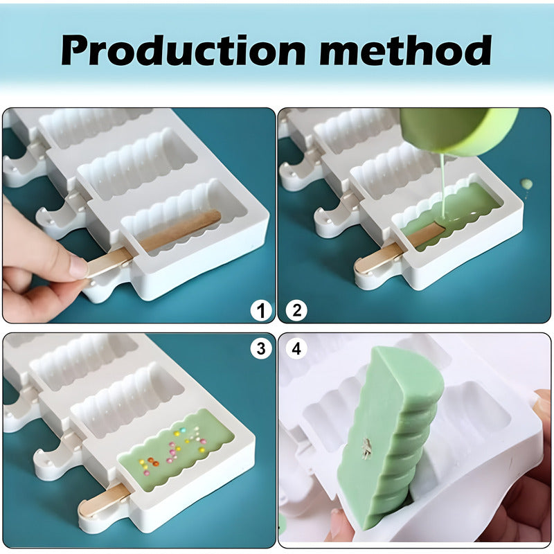 2 Molde Helados Molde Helado Silicona Moldes Paletas Espiral Blanco