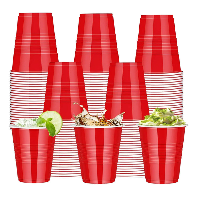 200 Vasos Plasticos Vaso Desechable Vasos Grandes 473ml/16oz Rojo