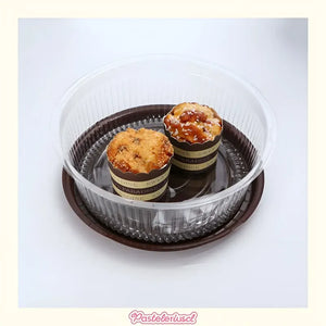 X50 Bandejas Para Torta Porta Cupcake Porta Tortas 29x8cm Cajas Envases Almacenamiento Y Transporte De Alimentos Cúpula... Negro