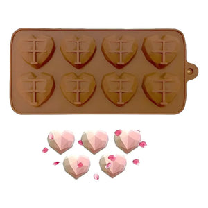 Molde Mini Corazon Diamante Molde Mini Corazón Geometrico 8 Moldes Antiadherentes Para Chocolate Moldes De Chocolate De Silicona Fácil Liberación Antiadherente Dulces Aperitivos Pasteleriuscl Marrón