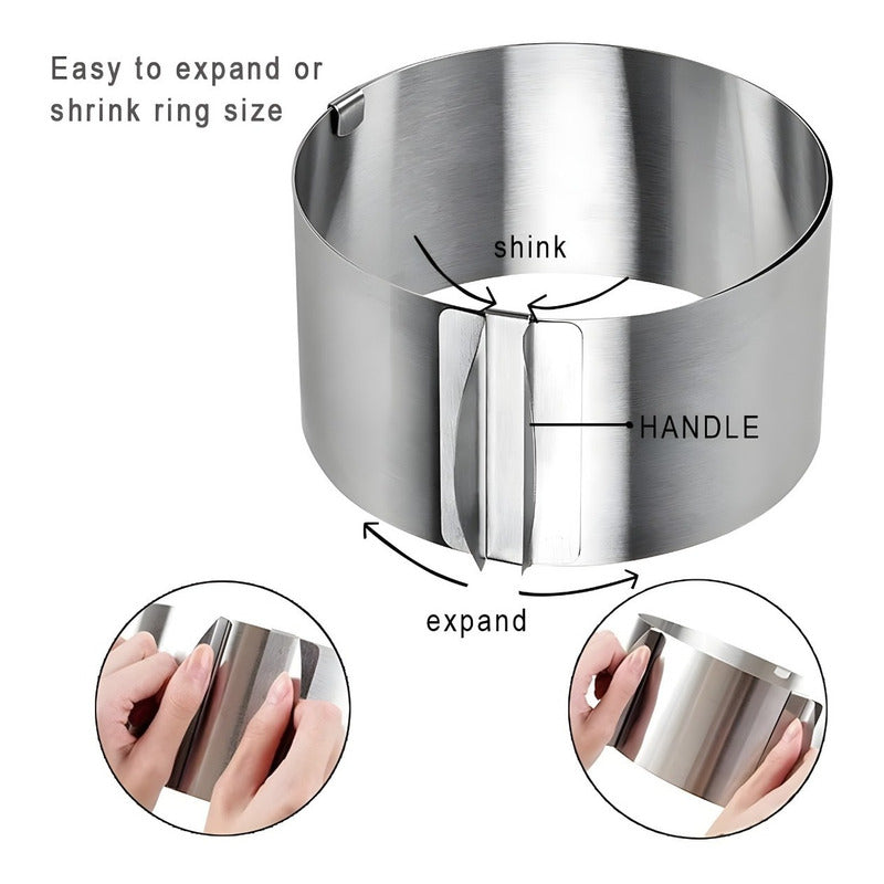 Molde De Torta Moldes Para Tortas Anillo Redondo Ajustable  Gris
