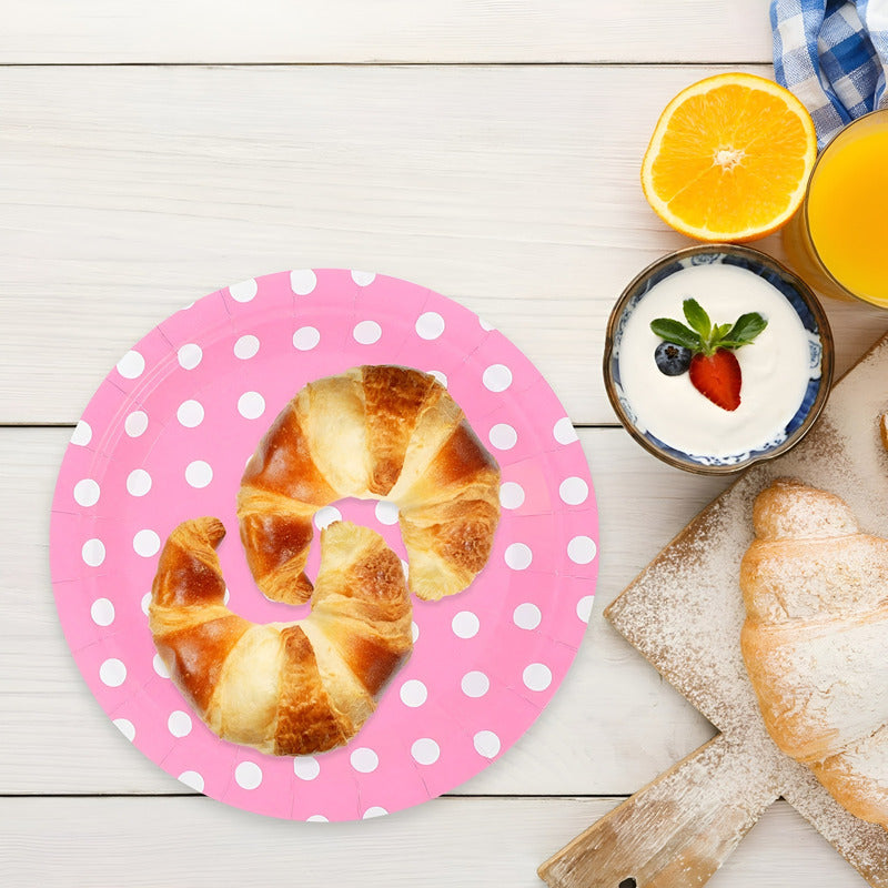 Vajilla De Cumpleaños Platos Vasos Desechables Rosa 20pcs Rosa Claro