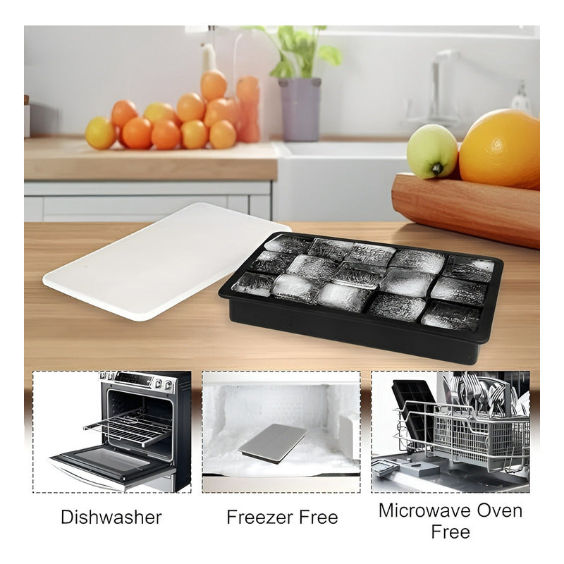 2 Cubetas Silicona Cubetera Silicona Cubetas Hielo C/tapa 15 Multicolor