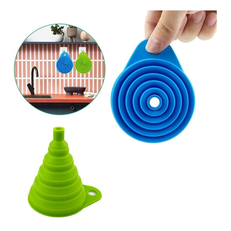 Pack X6 Embudo Plastico Embudo De Silicona Plegable Embudo
