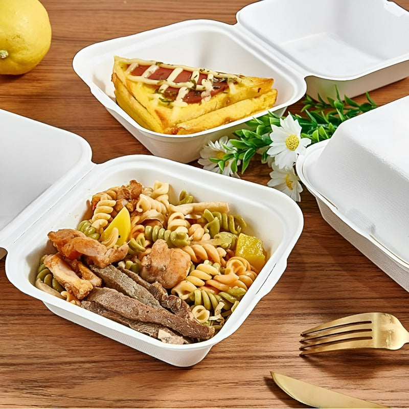 Set X50 Envases De Plumavit Para Comida Envase Hamburguesas Blanco