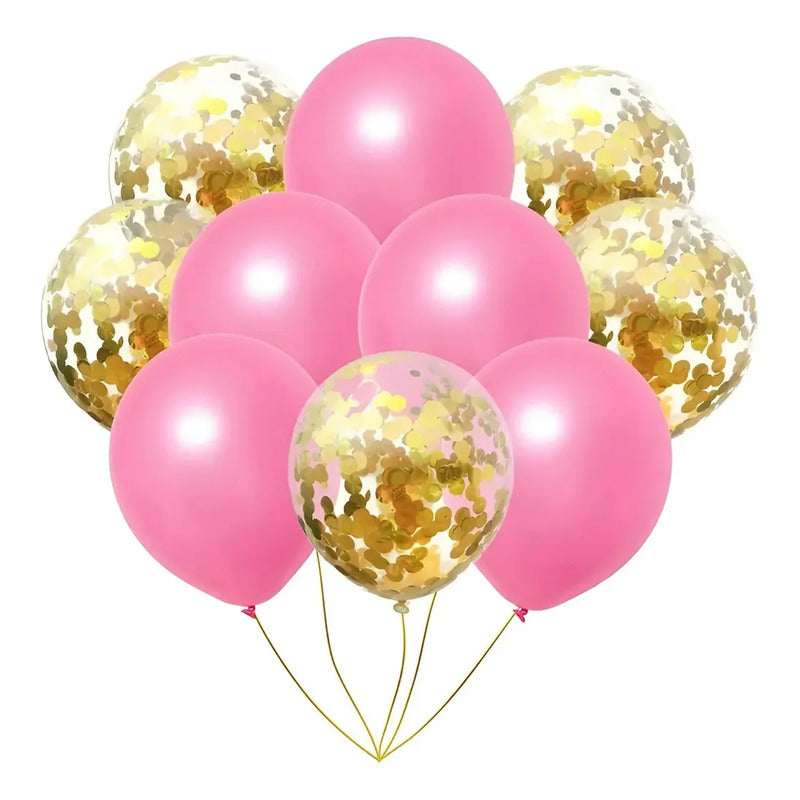 8 Globos Decoracion Cumpleaños Globos Metalico Corazon 3096 Rosado, Negro, Blanco