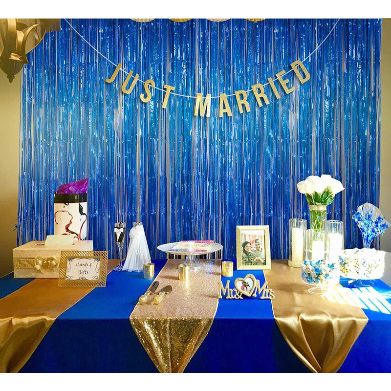 X2 Cortinas Guirnalda Cumpleaños Guirnalda Azul Oscuro 2m Cortina Azul Oscuro