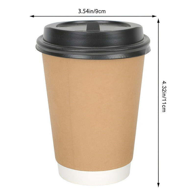 X50 Vaso Cafe Kraft Vasos Desechables Doble Pared C/tapa 8oz Marrón Claro / Vaso Kraft Doble Pared 8oz