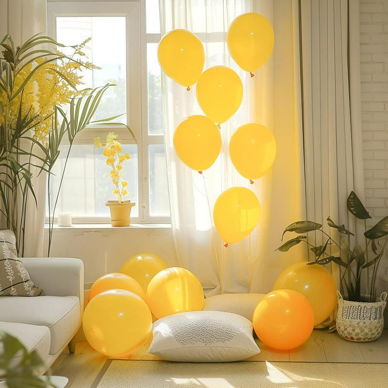 Set X50 Globos Cotillon Fiesta Globos De Cumpleaños 25cm Amarillo Globos De Cumpleaños