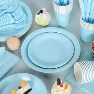 Set Cumpleaños Servilleta Vaso Plato Desechable Celeste 20p Celeste