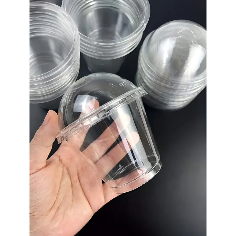 50 Vasos Plasticos Desechables Vaso Tapa Domo Sin Hoyo 9oz Transparente / Vaso Con Tapa Domo Sin Hoyo 9oz