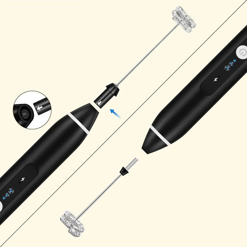 Mini Batidor Eléctrico De Espuma Café Y Leche Batidor Negro