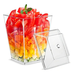 10 Vasos Para Postres Set De Vasos Shot Postres Con Tapa Vasos Para Postres Con Tapa Vasos Plasticos Reutilizables Vasos... Transparente