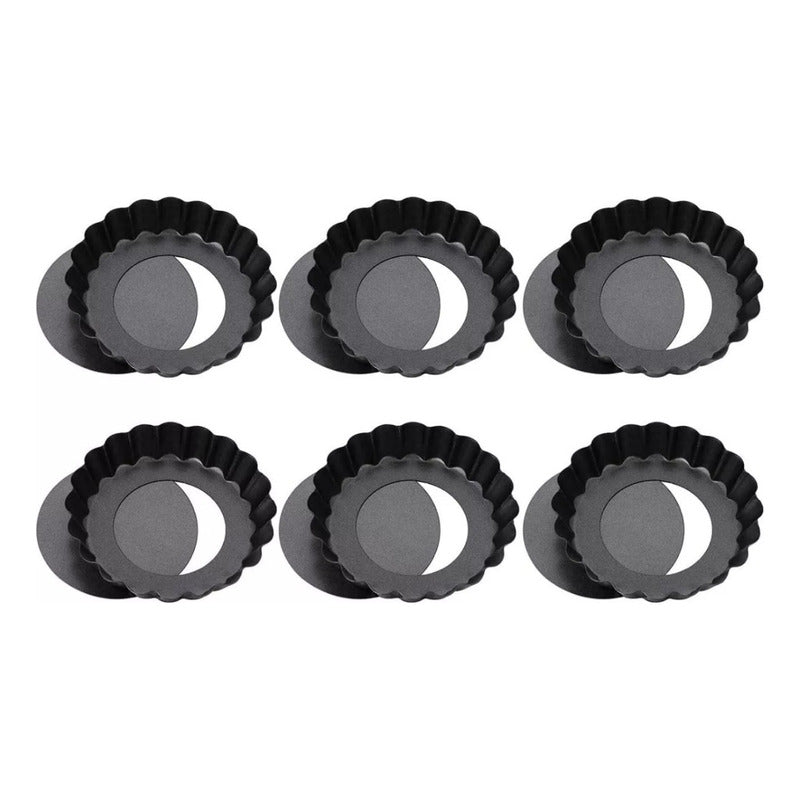 Pack X6 Moldes Tartaleta Desmontable Tarta Individual 8,5cm Gris Oscuro