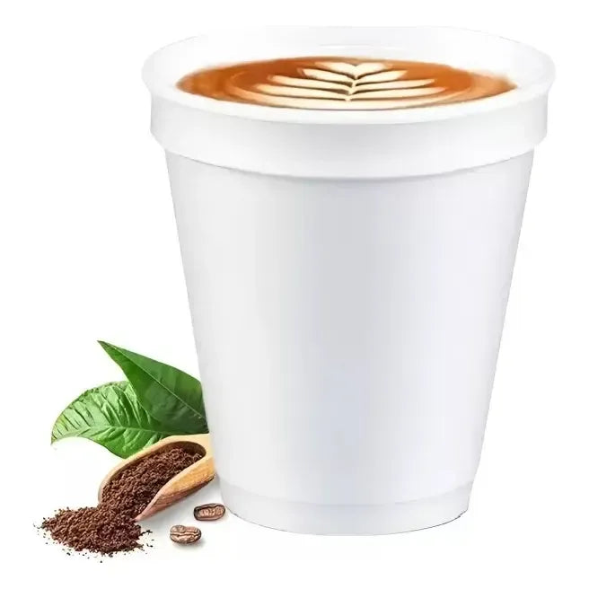 25 Vasos Desechables Plumavit Termico Vaso Cafe 10oz 296ml Vaso Bebida Caliente Térmico Vaso Chocolate Vasos Termicos... Blanco