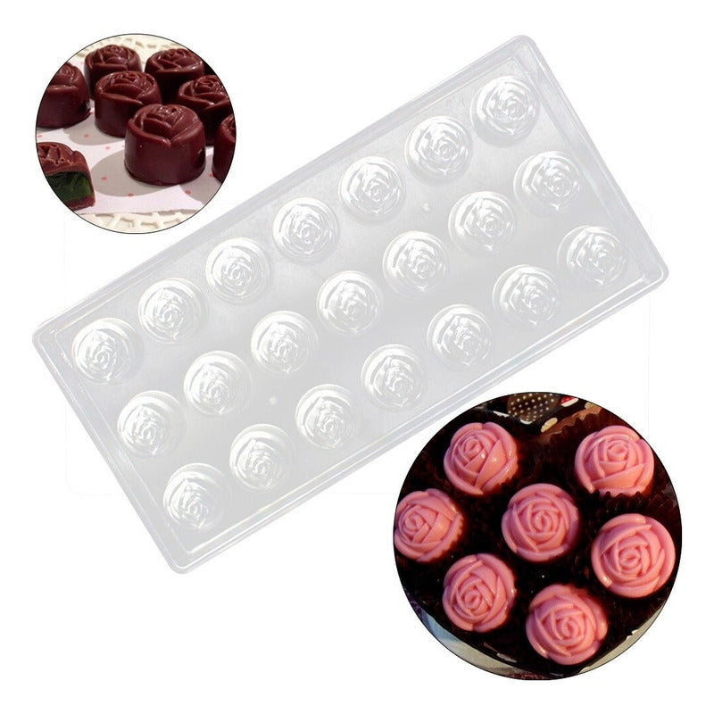 Pack X2 Molde Chocolate Acrilico Molde De Chocolate Rosas Transparente