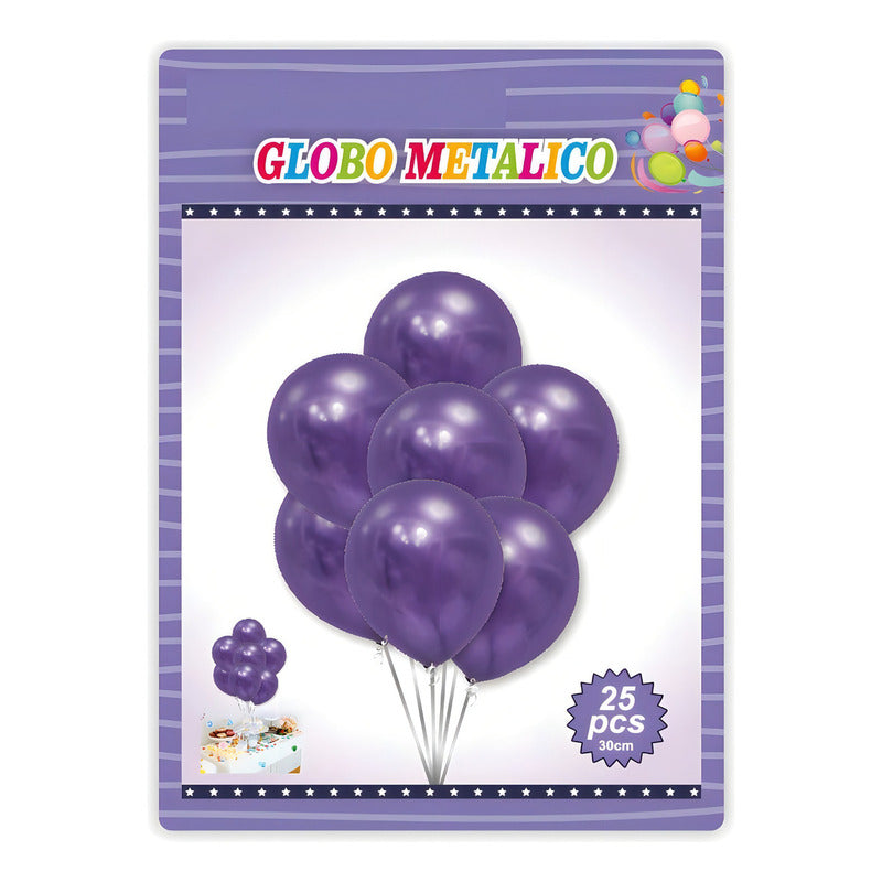 25 Set De Cumpleaños Globos Cumpleaños Globo Metalizado 0016 Color Violeta 0016