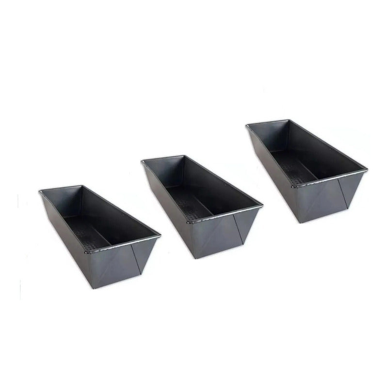 Pack X3 Molde Pan Molde Para Pan De Molde Rectangular 35cm Gris