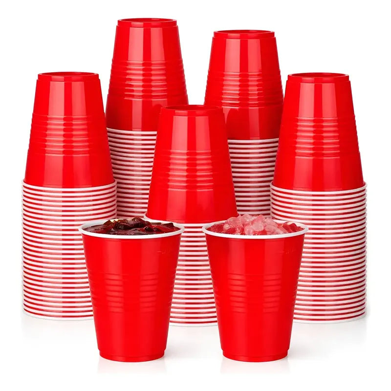 50 Vasos Plasticos Vaso Desechable Grande Bicolor 16oz 473ml Rojo 473 Ml