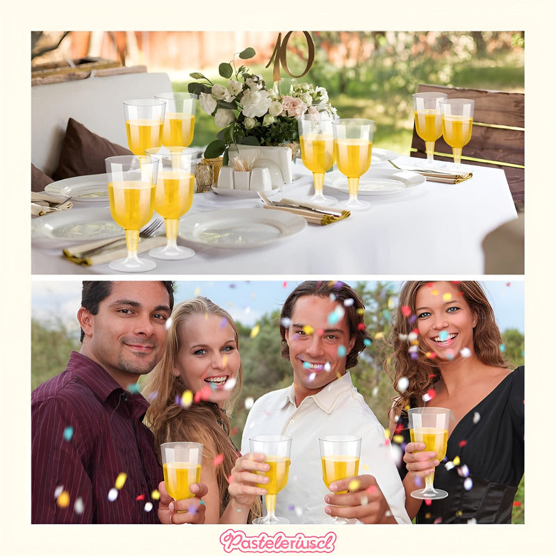 60 Copas De Vino Copas Plastico Desechables Transparente 6oz Transparente