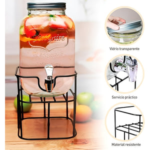 Dispensador Bebidas Con Atril Dispensador De Jugos Jarra 4l Transparente / Dispensador Cuadrado 4l