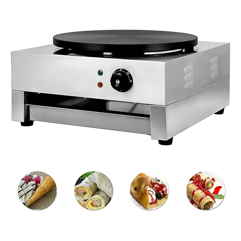 Maquina Para Panqueques Panquequera Electrica Crepera 3000w Plateado