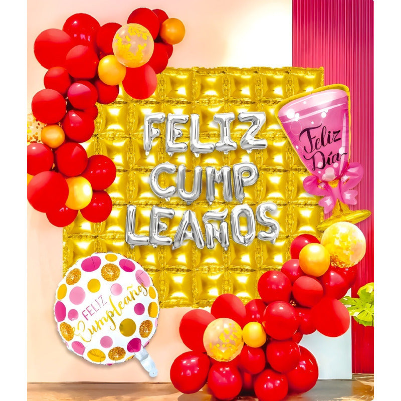 X64 Globos Decoracion De Cumpleaños Sorpresas De Cumpleaños  Rojo/dorado 101982