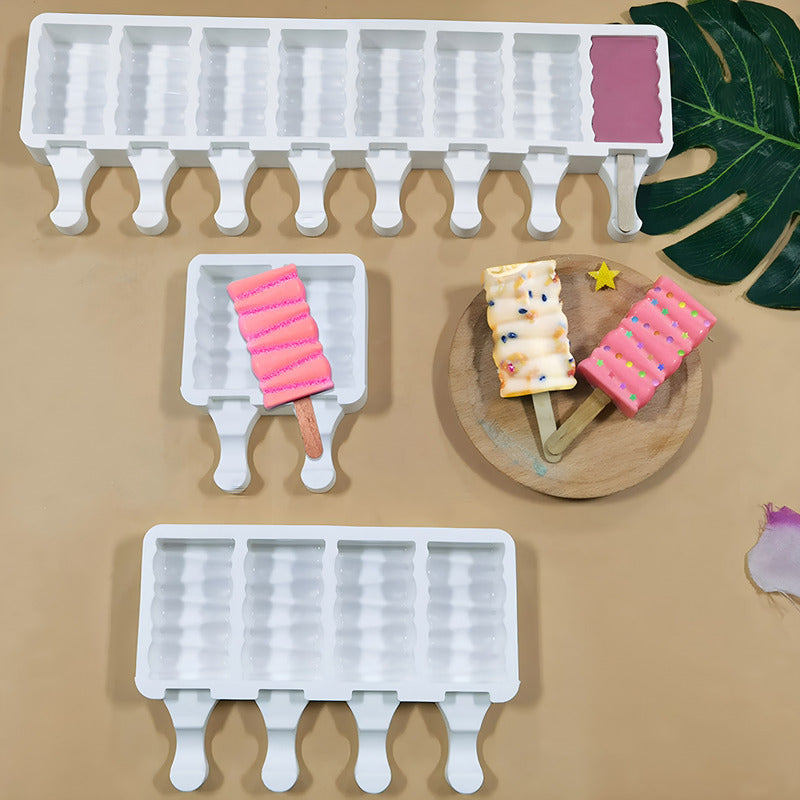 X2 Moldes De Silicona Para Helados Molde Paletas Helado 446 Blanco