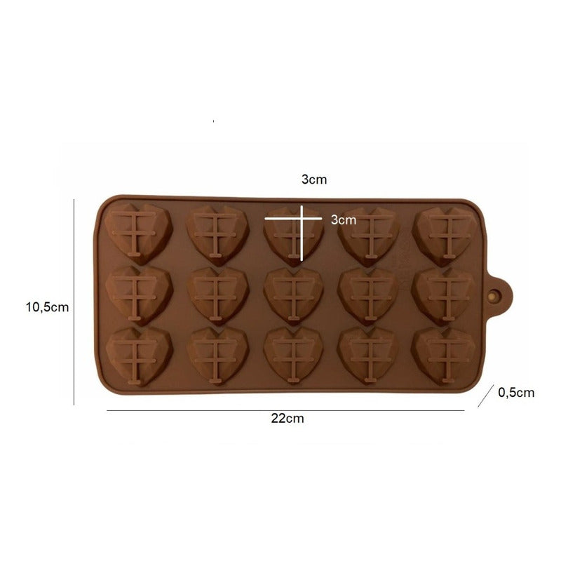 Molde Mini Corazon Diamante Molde Corazón Geometrico 15 Marrón