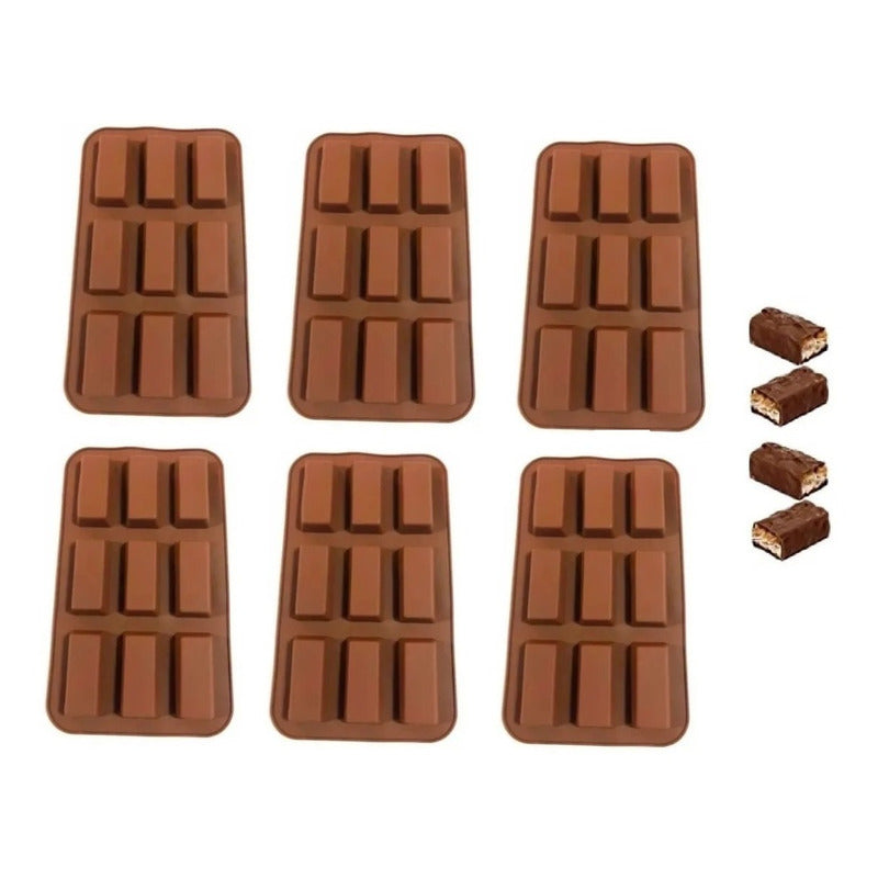 6 Moldes Silicona  Chocolate Molde De Silicona Barra Cereal Marrón 46356