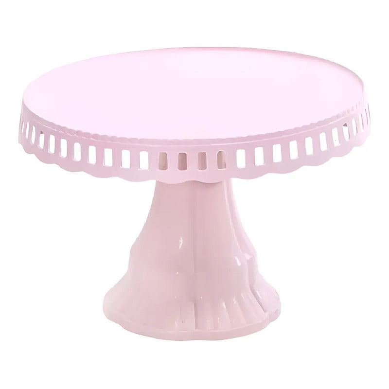 Soporte Para Tortas De Plástico Rosa Claro, Alzador Circular Con Pie Para Exhibir Postres