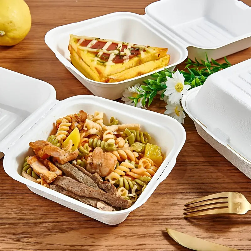 50 Contenedor De Alimentos Envases Desechables Compostables Multicolor