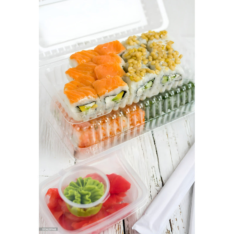 200 Envases Para Sushi Bandeja Plastica Transparente 2 Rolls Transparente/ Envase Para Sushi 2 Rolls