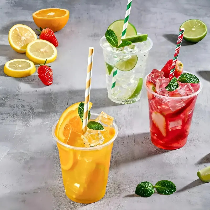 100 Vaso Desechable Plastico Vaso Con Tapa Domo Con Hoyo 16oz Vasos Plasticos Desechables Vasos Para Bebidas Juego De... Transparente
