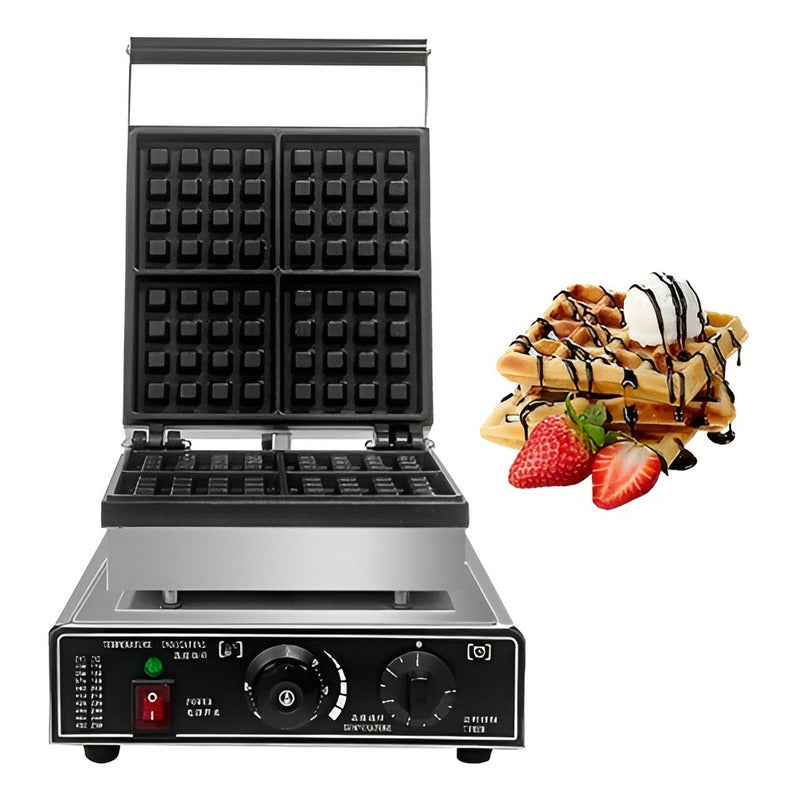 Wafflera Maquina De Waffles Waflera Industrial Wafleras 4cav Plateado