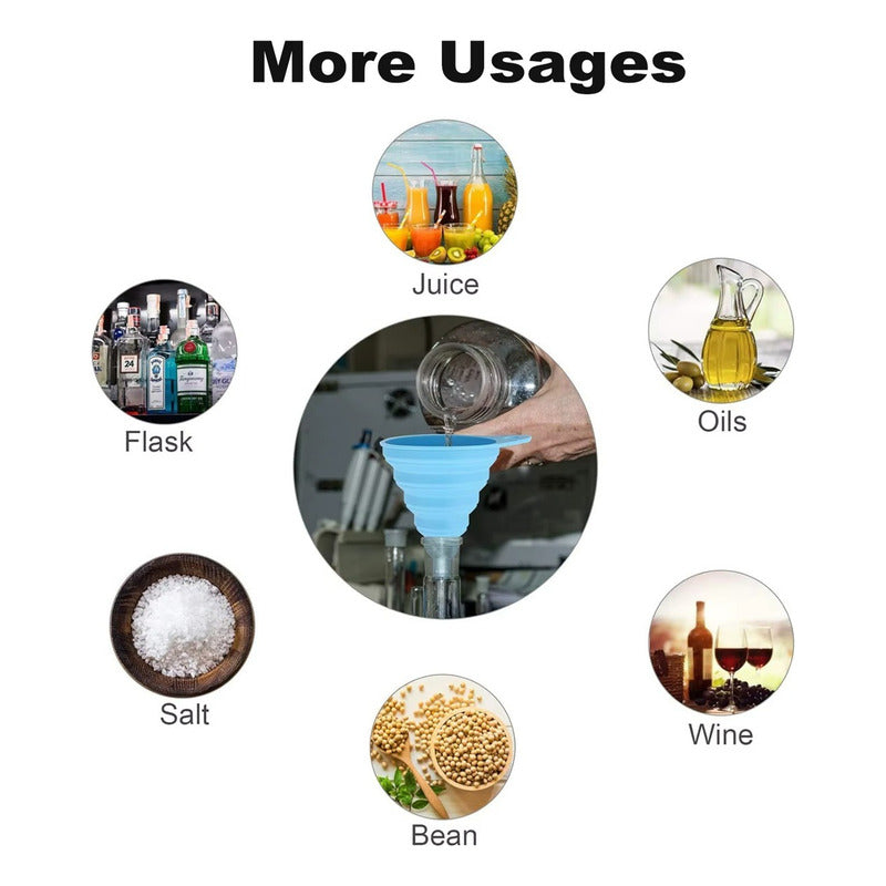 Pack X6 Embudo Plastico Embudo De Silicona Plegable Embudo