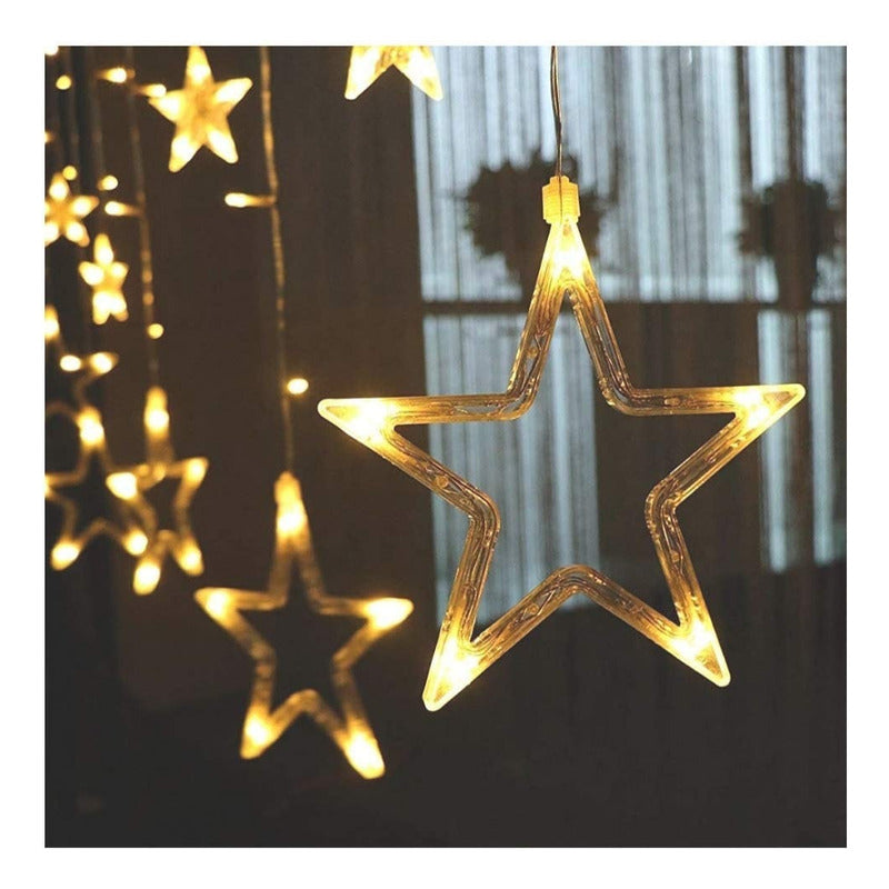 2 Luces Navideñas Cascadas Estrella Luces Cascadas Calida 3m Amarillo 3014