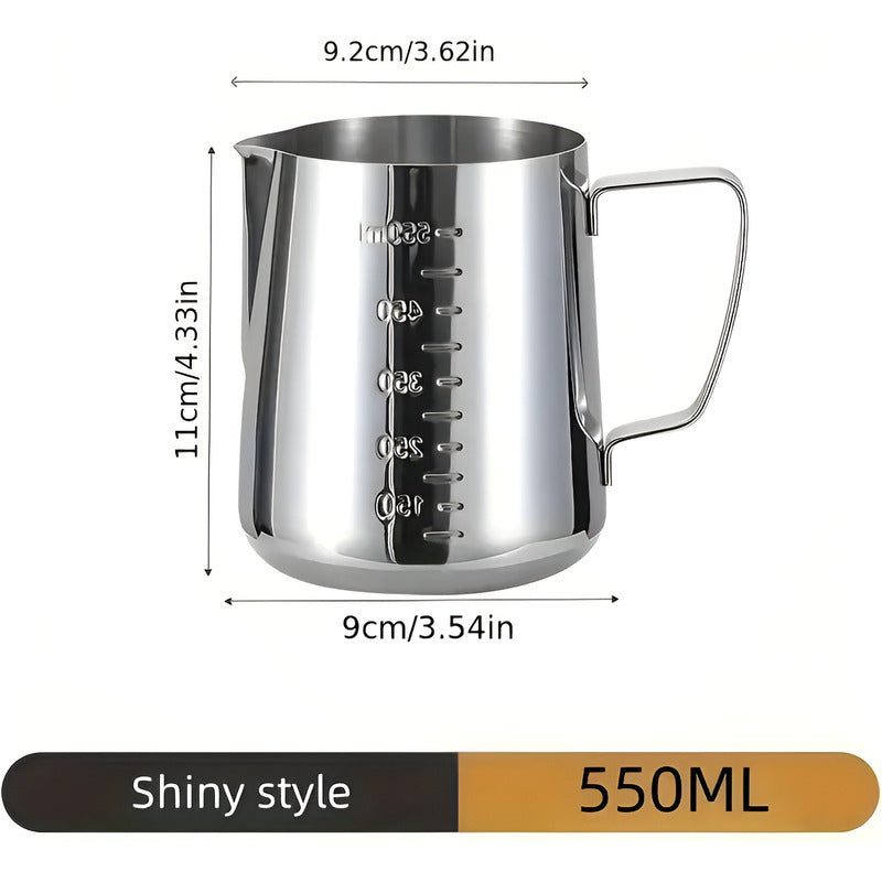 2 Jarra Leche Acero Lechero Barista Espumador De Leche 550ml Plateado