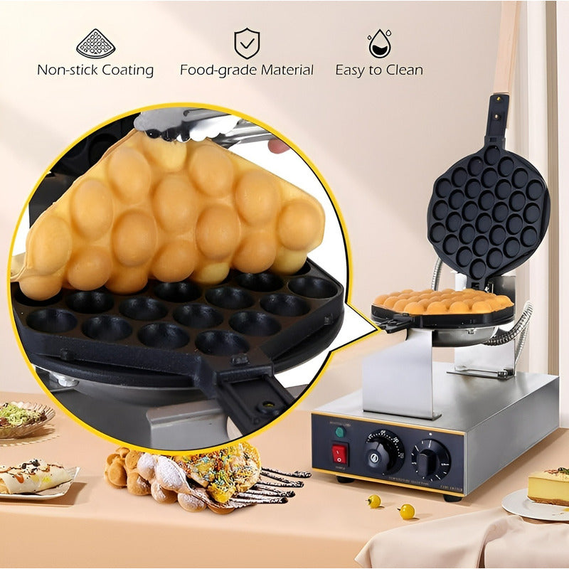 Maquina Para Waffles Wafleras Con Formas Waffle Burbuja Gris / Waflera Burbuja