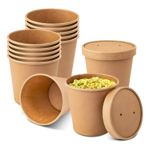 Set X50 Potes Contenedor De Alimentos Pote Kraft C/tapa 26oz