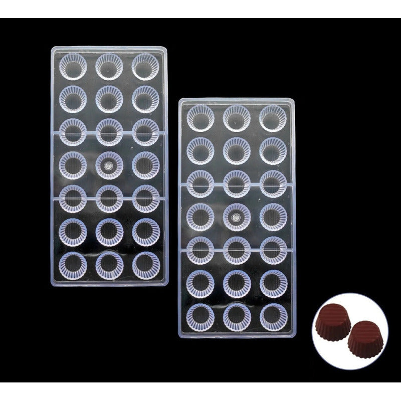 Pack X2 Moldes Chocolate Moldes De Policarbonato Circular Gris