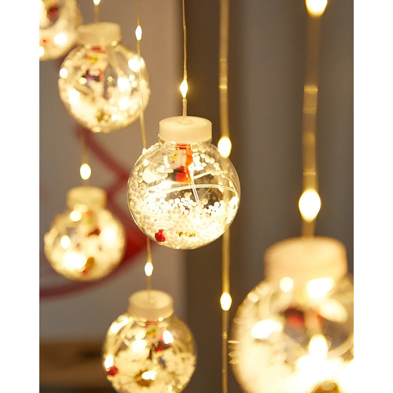 Luces Esferas Navideñas Luces Navidad Cascada Aros Bolas 3m Blanco