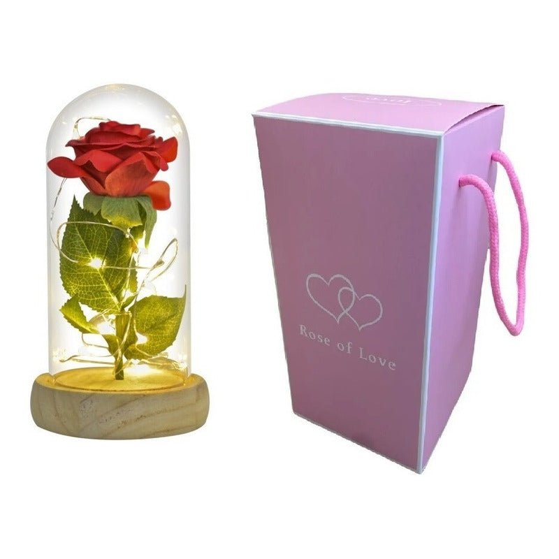 Rosa Eterna Rosas Eternas Rosa Preservada Led San Valentin Rojo Rosa Roja De Madera- Led