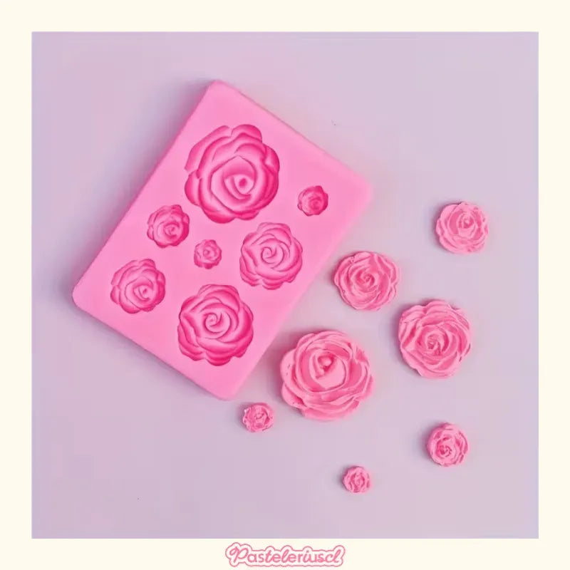 Molde De Silicona Molde Rosas Molde Fondant Rosas 7 Cavid Rosa