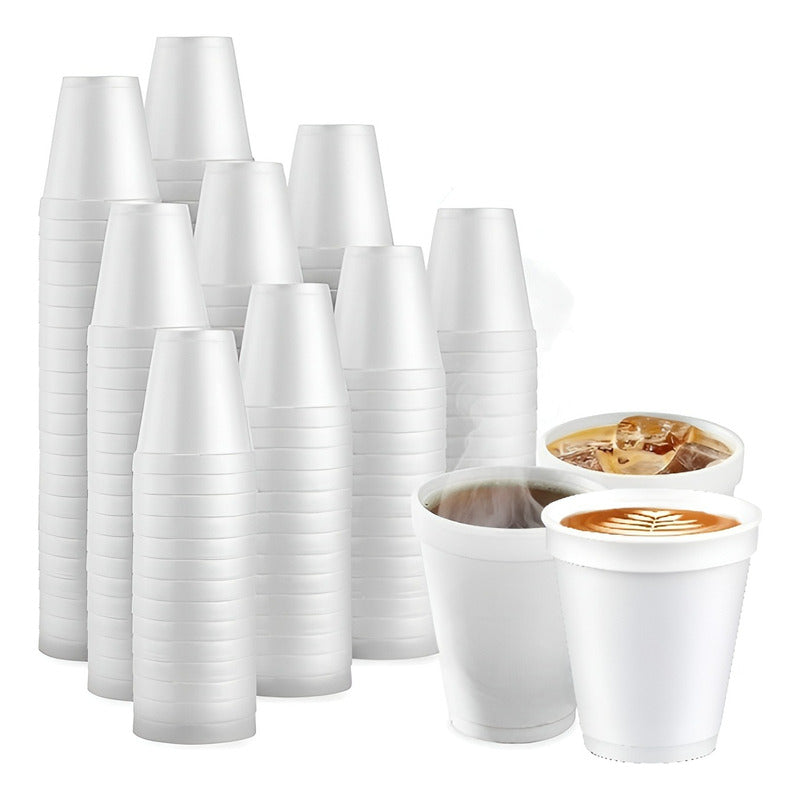 X100 Vasos Desechables Vasos Plumavit Termico Vaso 6oz/177ml Blanco