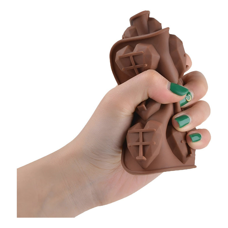 2 Moldes Mini Corazon Diamante Molde Corazón Geometrico 15 Marrón Claro